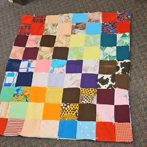Handmade Patchwork Quilt Throw in Multicolor 42 X 36